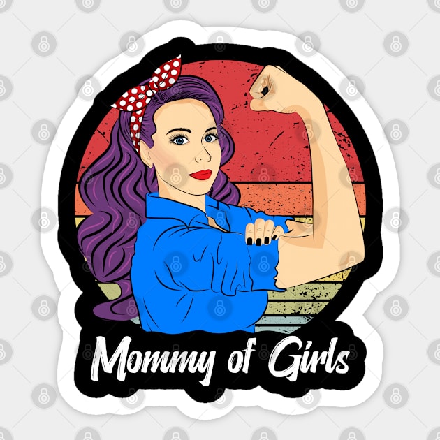 Mommy of Girls Vintage Mother’s Day Sunset Retro Sticker by ZNOVANNA